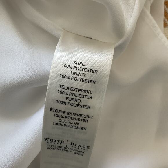 WHBM Embroidered Top Size L Floral Chiffon Sleeveless White Tank Blouse - Picture 3 of 6